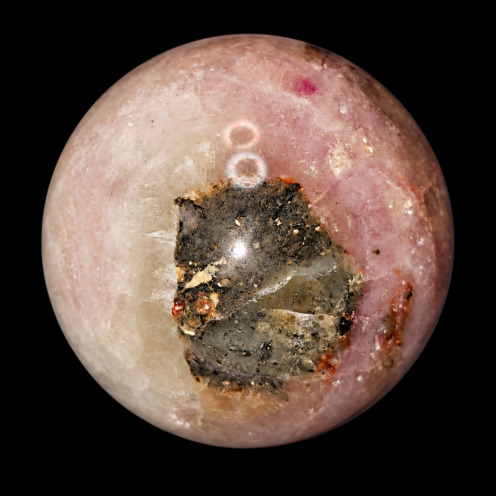 Alternate view of pink calcite sphere