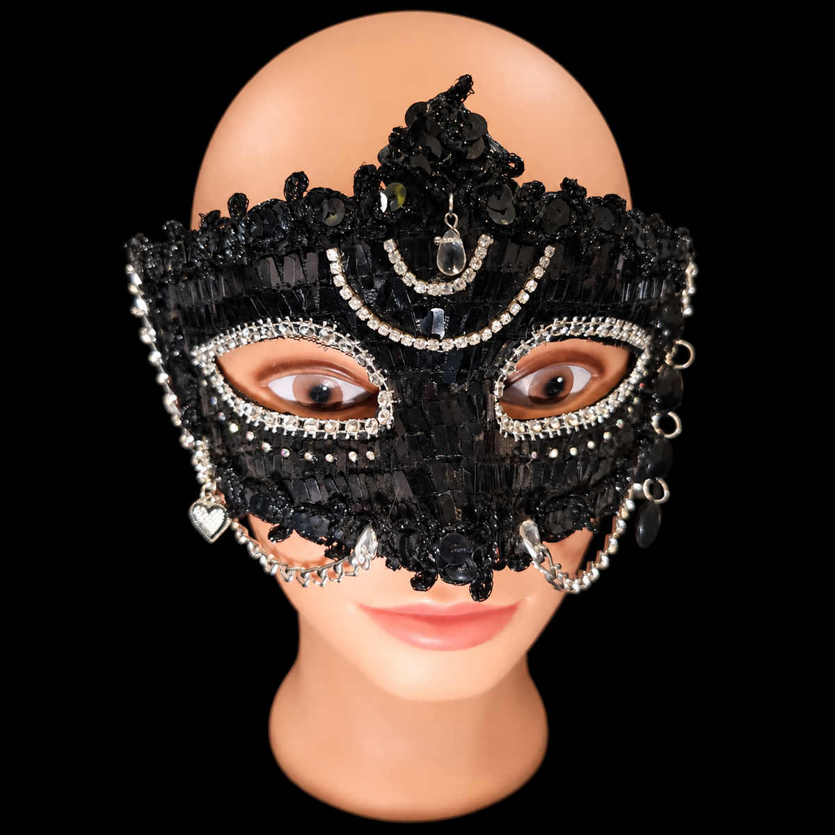 Noir Reverie - Black Sequin Masquerade Mask