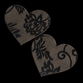 Black floral lace-look heart-shaped pasties