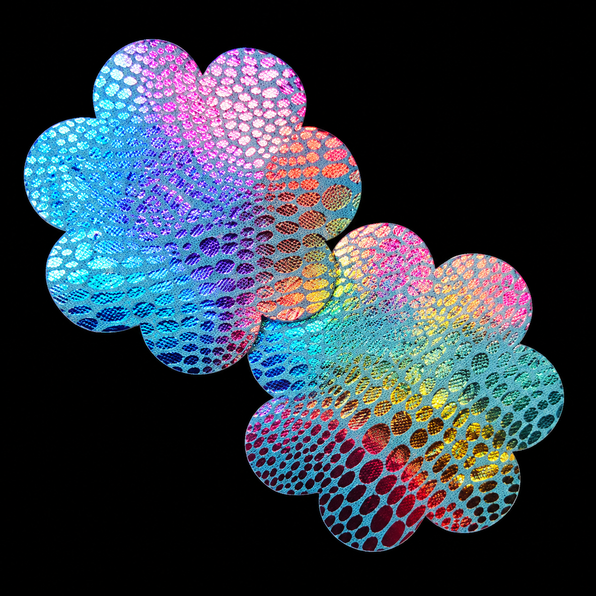 Rainbow scale-patterned flower pasties