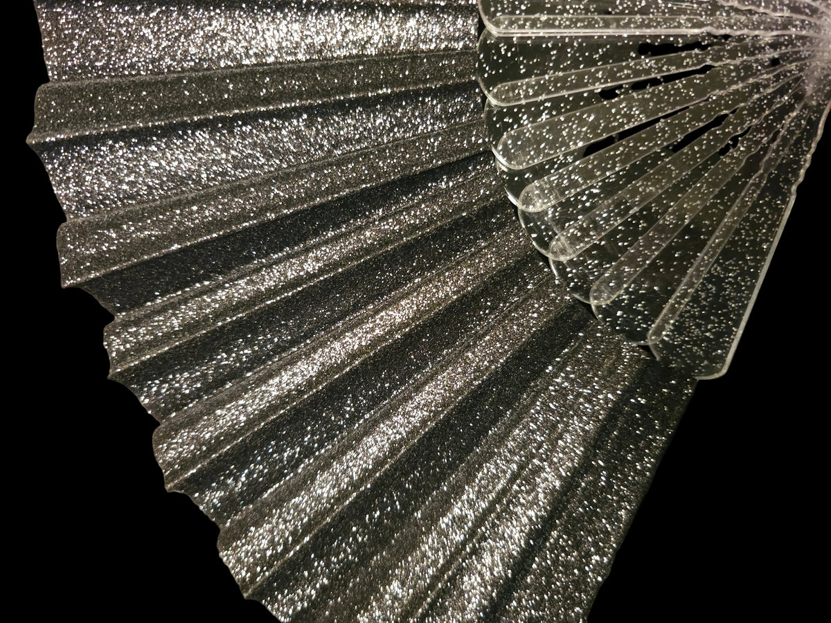 Noir Sparkle Plastic Fan 9"