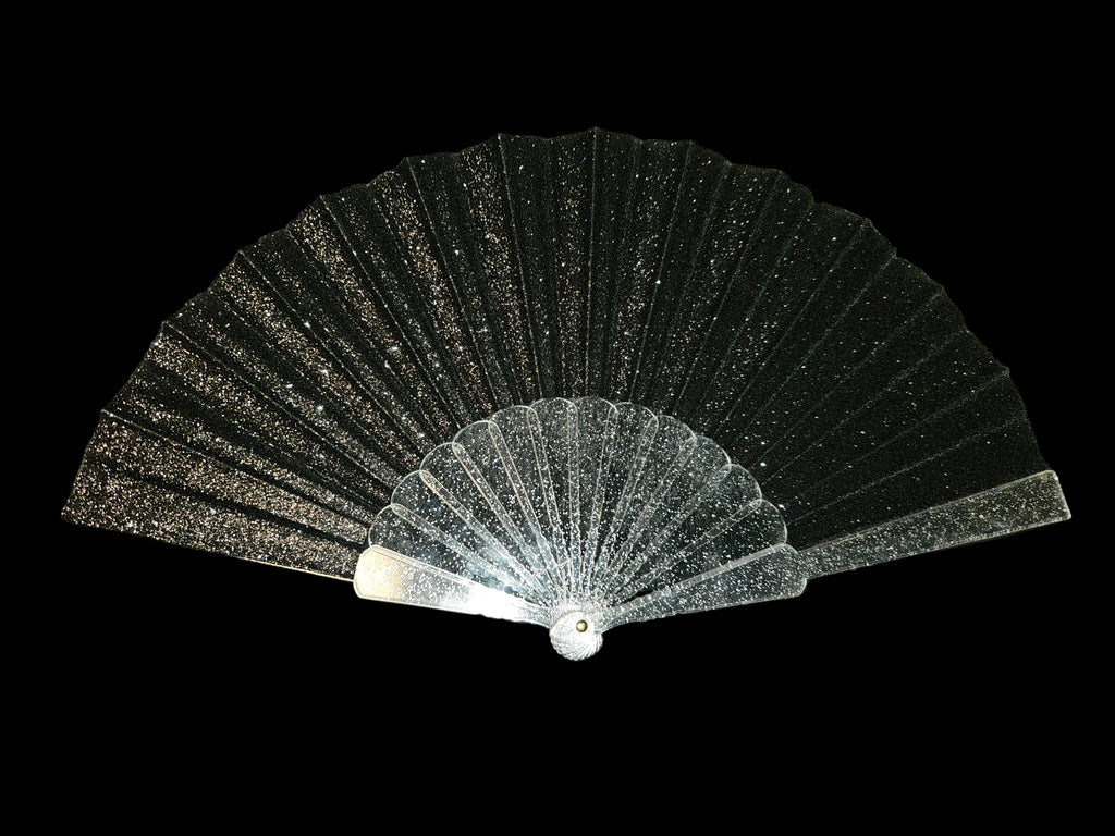 Noir Sparkle Plastic Fan 9"