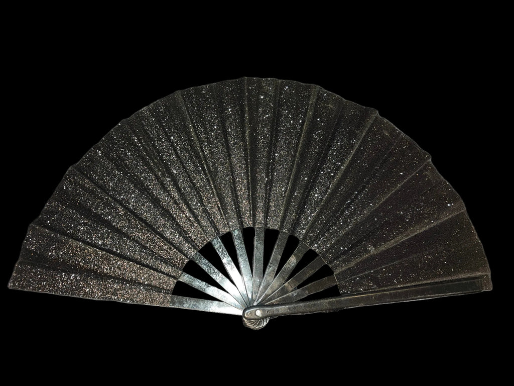 Noir Sparkle Plastic Fan 13"