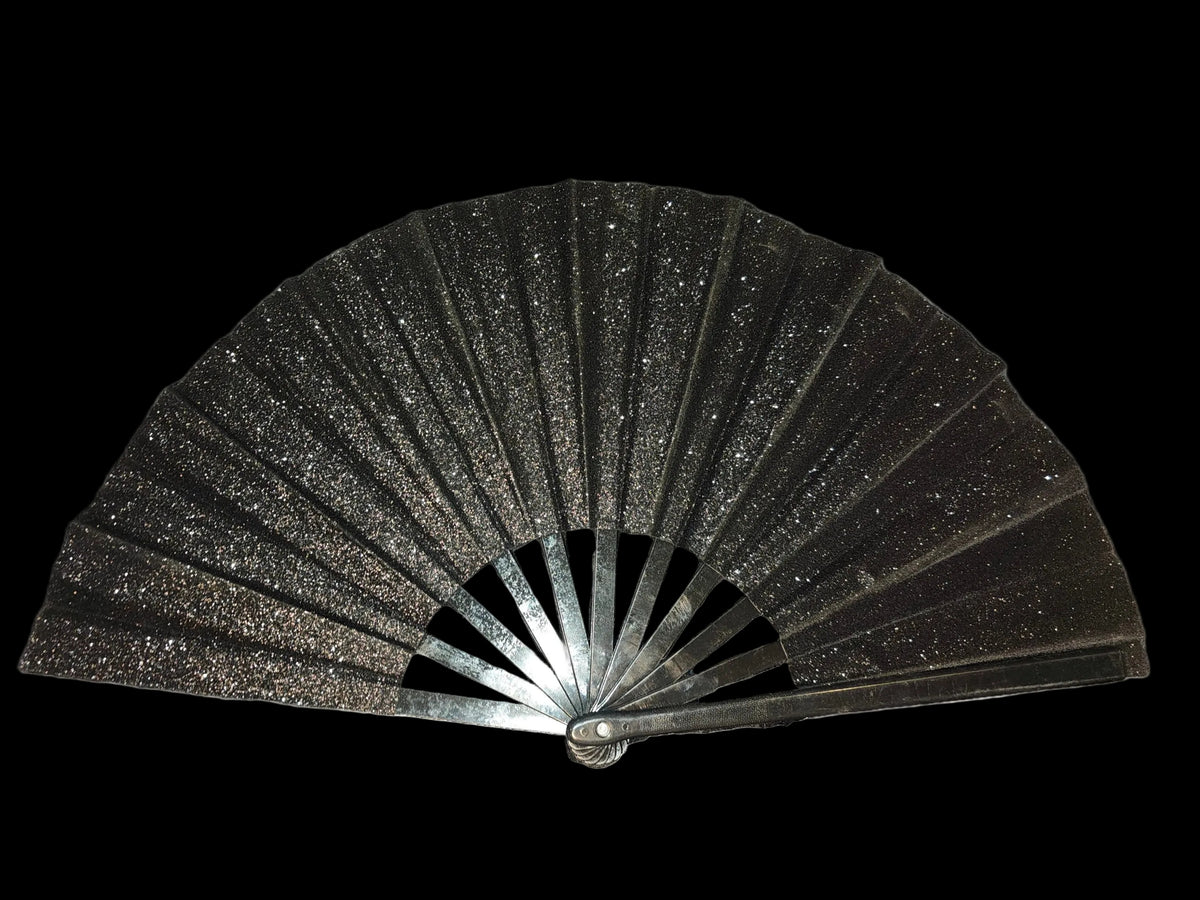 Noir Sparkle Plastic Fan 13"
