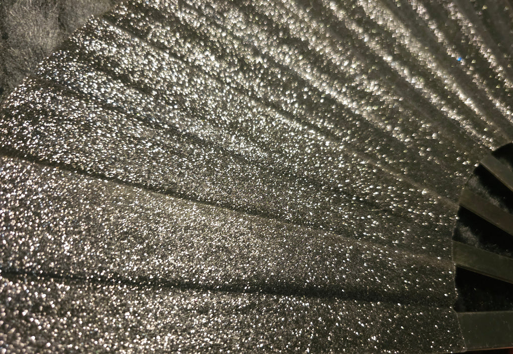 Noir Sparkle Plastic Fan 13"